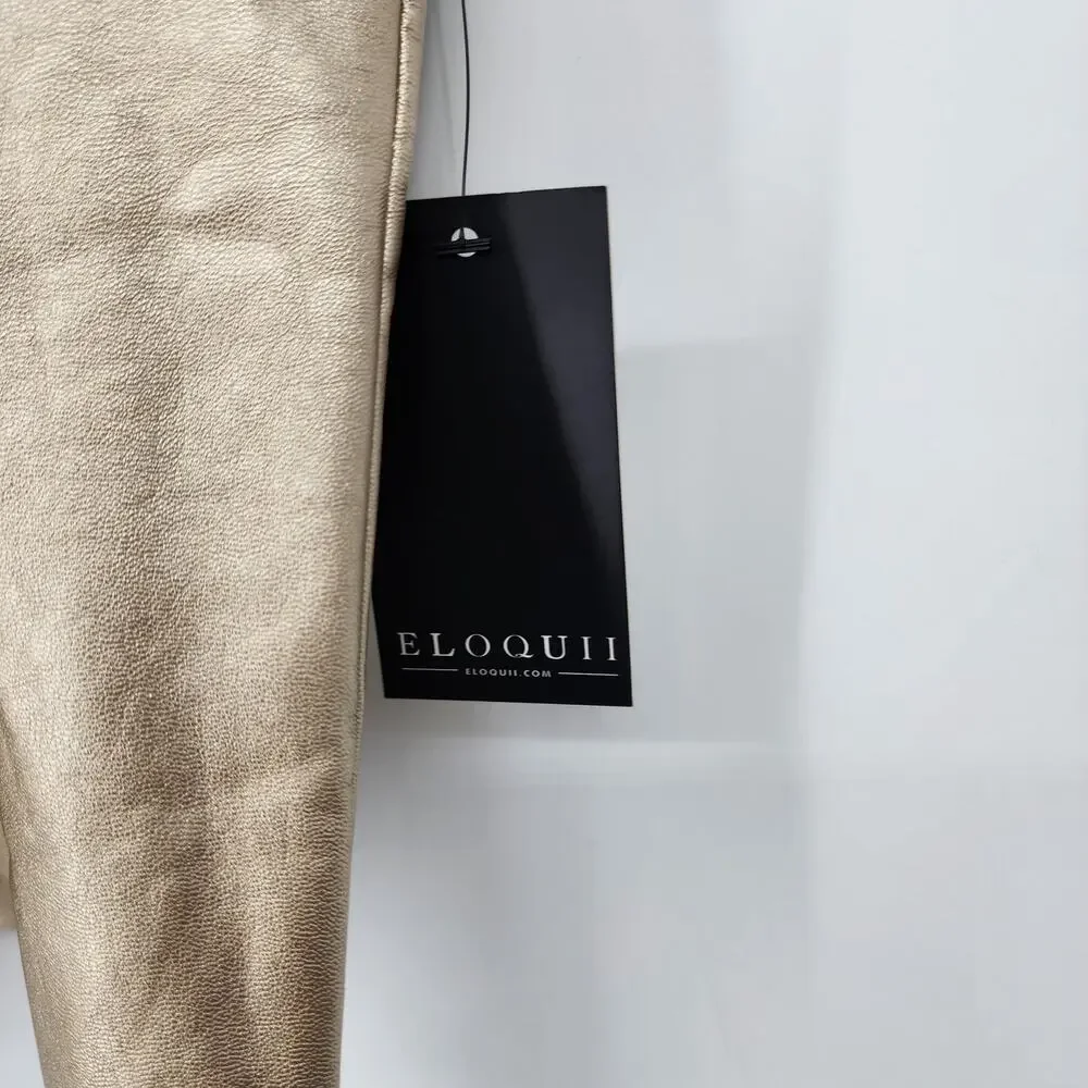 Eloquii Gold Sleeveless Exposed Zipper Back Ruffle Front Blouse Size 22